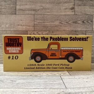 TRUST WORTHY 1940 Ford Pickup Limited Edition Die Cast Coin Bank #62501 (1994)
